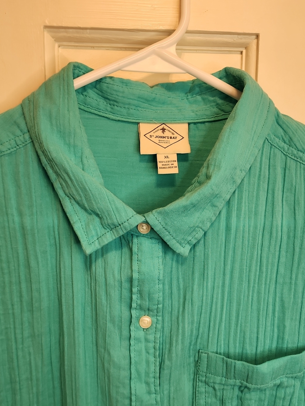 ST JOHNS BAY womens Long Sleeve Roll Up  Button Up Shirt XL Cotton